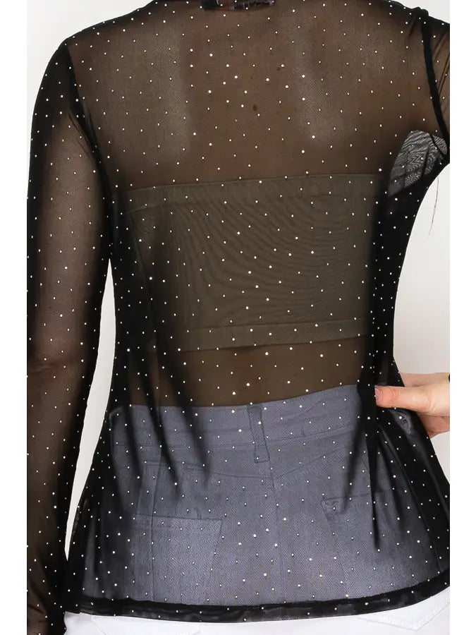 Sparkly Sheer Mesh Layering Shirt by Origami