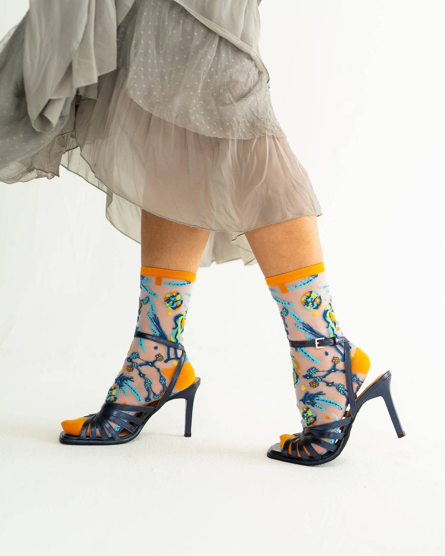Gemini Zodiac Shimmer Sheer Crew Sock