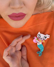 Tiki Merkitty Brooch by Miss Fluff x Lipstick & Chrome Robin Boutique
