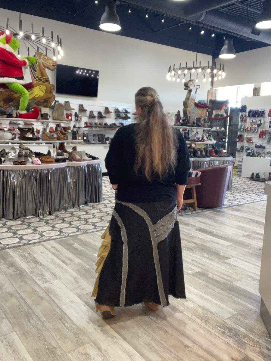 Midnight Ruffle Edge Denim Skirt by Paper Lace