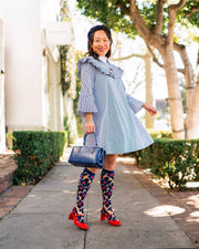 Bold Blue Sheer Knee High Socks Robin Boutique