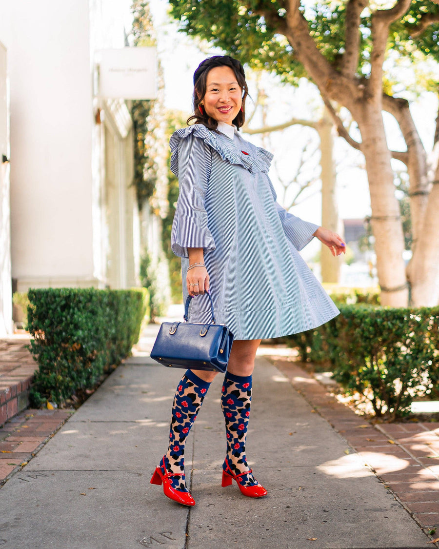 Bold Blue Sheer Knee High Socks Robin Boutique