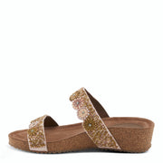 Azura Bahama Cork Wedge Multi Straps Sandal Color Gold Robin Boutique 