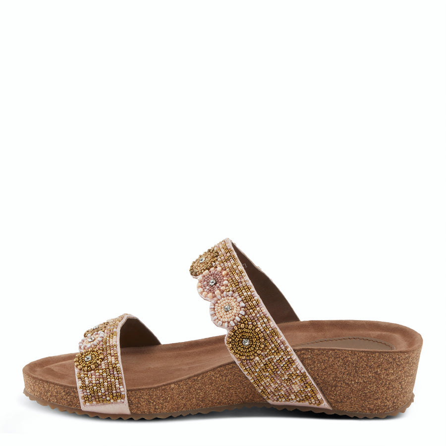 Azura Bahama Cork Wedge Multi Straps Sandal Color Gold Robin Boutique 