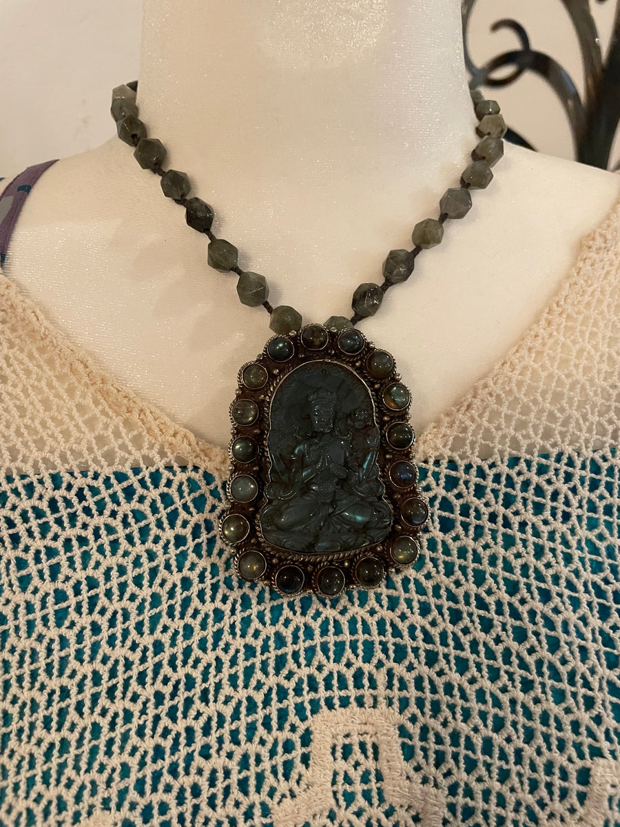 Labradorite Buddha Necklace