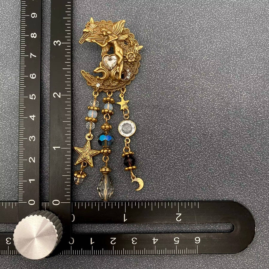 Vintage Star Moon Fringe Angel Elf Earrings - Robin Boutique
