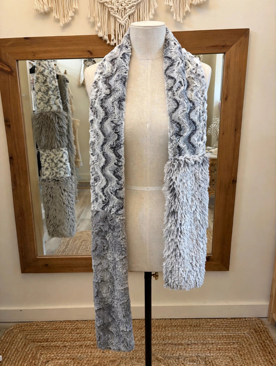 Faux Fur Patchwork Scarf by Vine Street