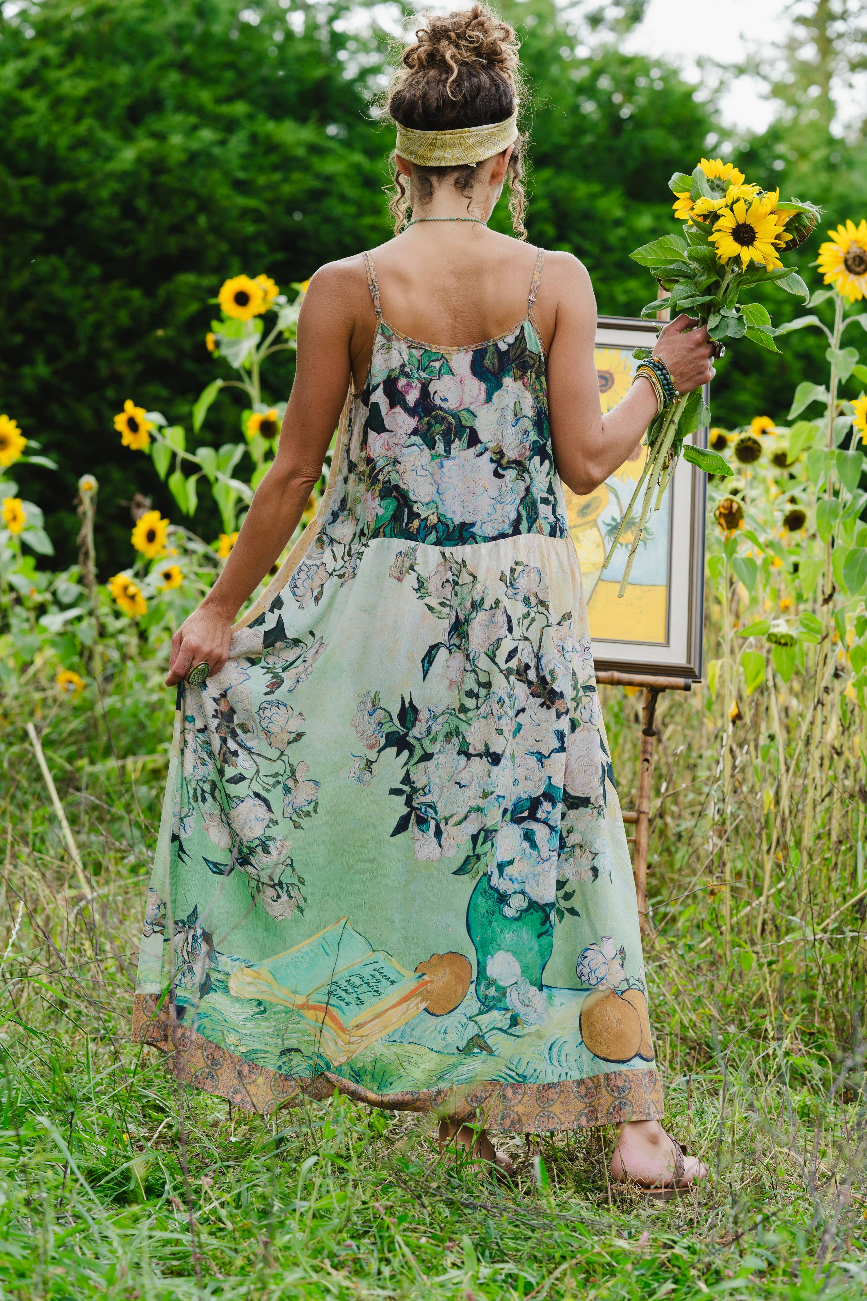 Additional view of I Paint My Dream Van Gogh Bohéme Long Maxi Slip Dress from Robin Boutique.