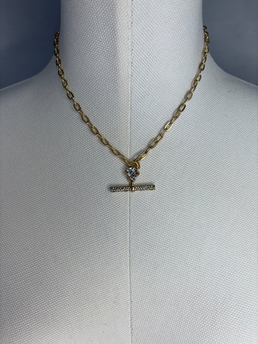 Chain T Bar Swarvoski Chain Necklace