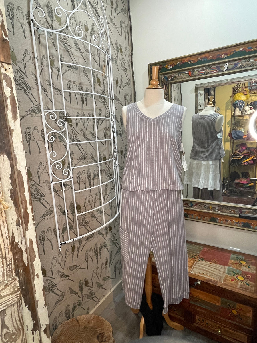 V-Neck Tank in Stripe Print by Escape