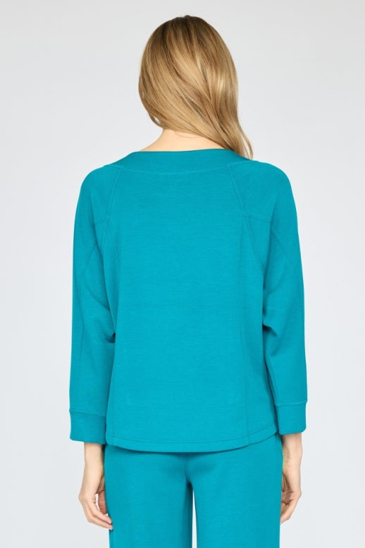 Feather Lux Knit Stitch Pullover by Olivia