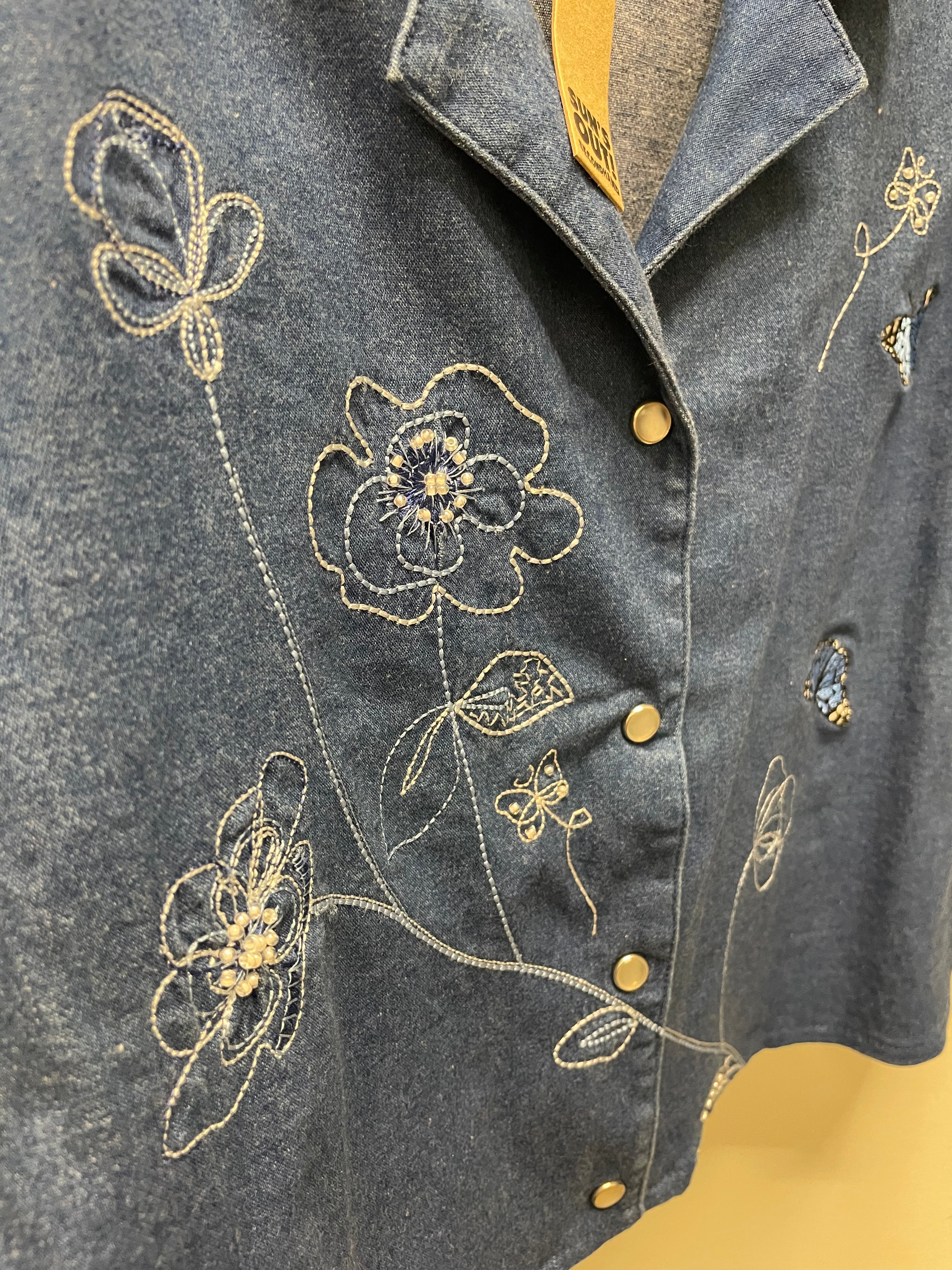 Reworked Denim Crop Button Down #207