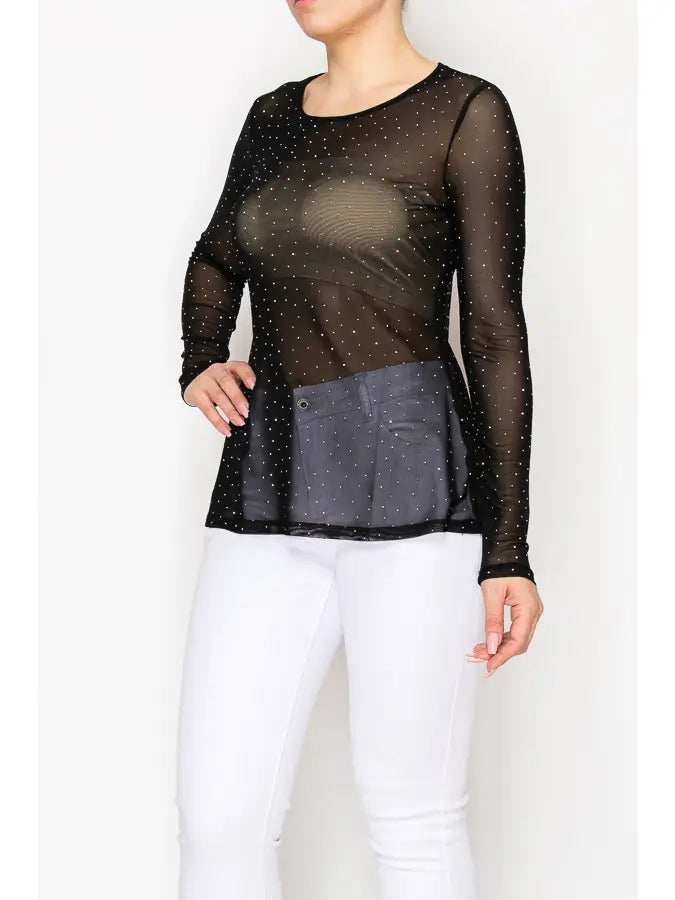 Sparkly Sheer Mesh Layering Shirt by Origami