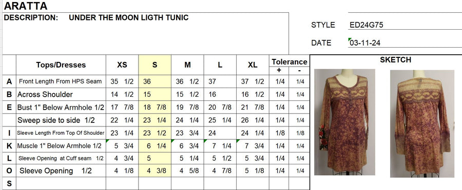 Under The Moon Light Tunic by Aratta