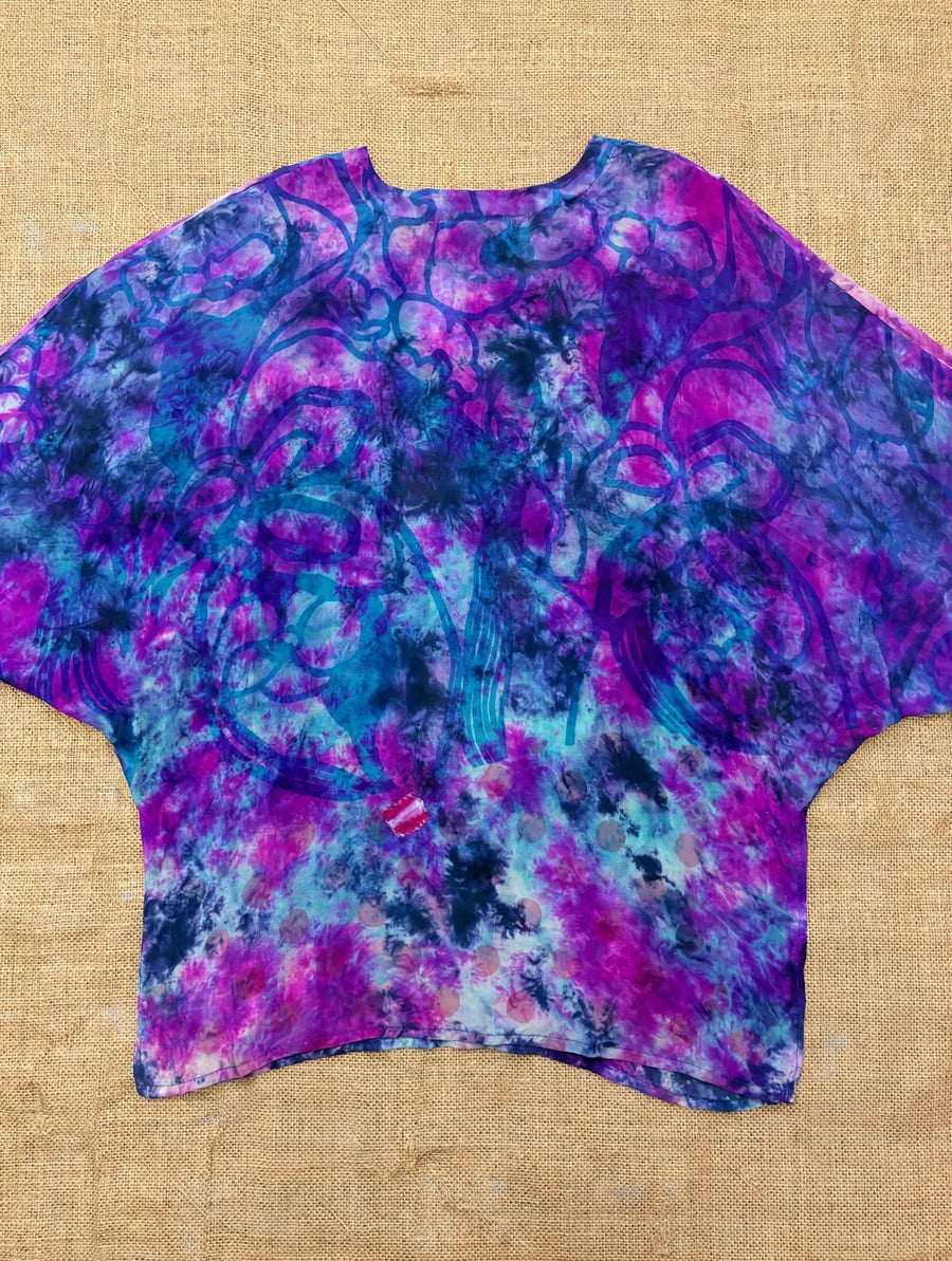 Crepe Sari Hi Lo Butterfly Top #143 by Kantha Bae