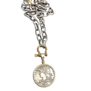 Vintage French Coin Pendant Necklace