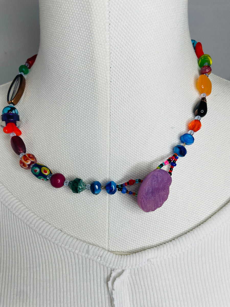 Purple Glass Necklace by The Vintage Jewel