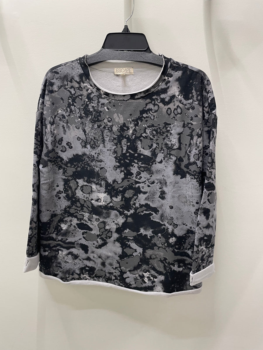 Printed Fleece Pullover in Fog by Escape