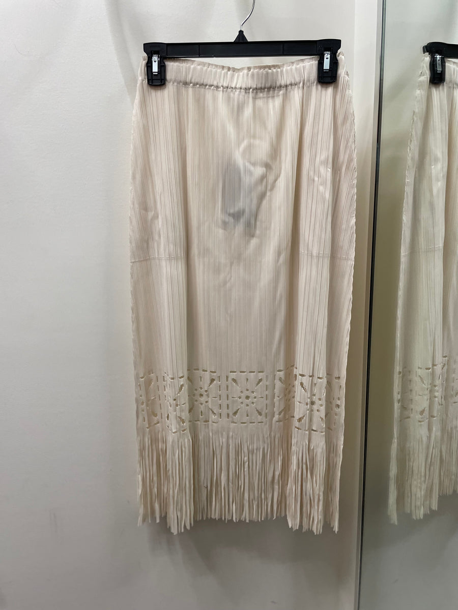 Pleated Cutout Skirt with Fringe by EllyNDale Robin Boutique