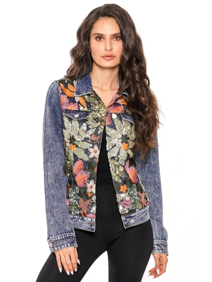 Denim Sequin Jacket by Adore