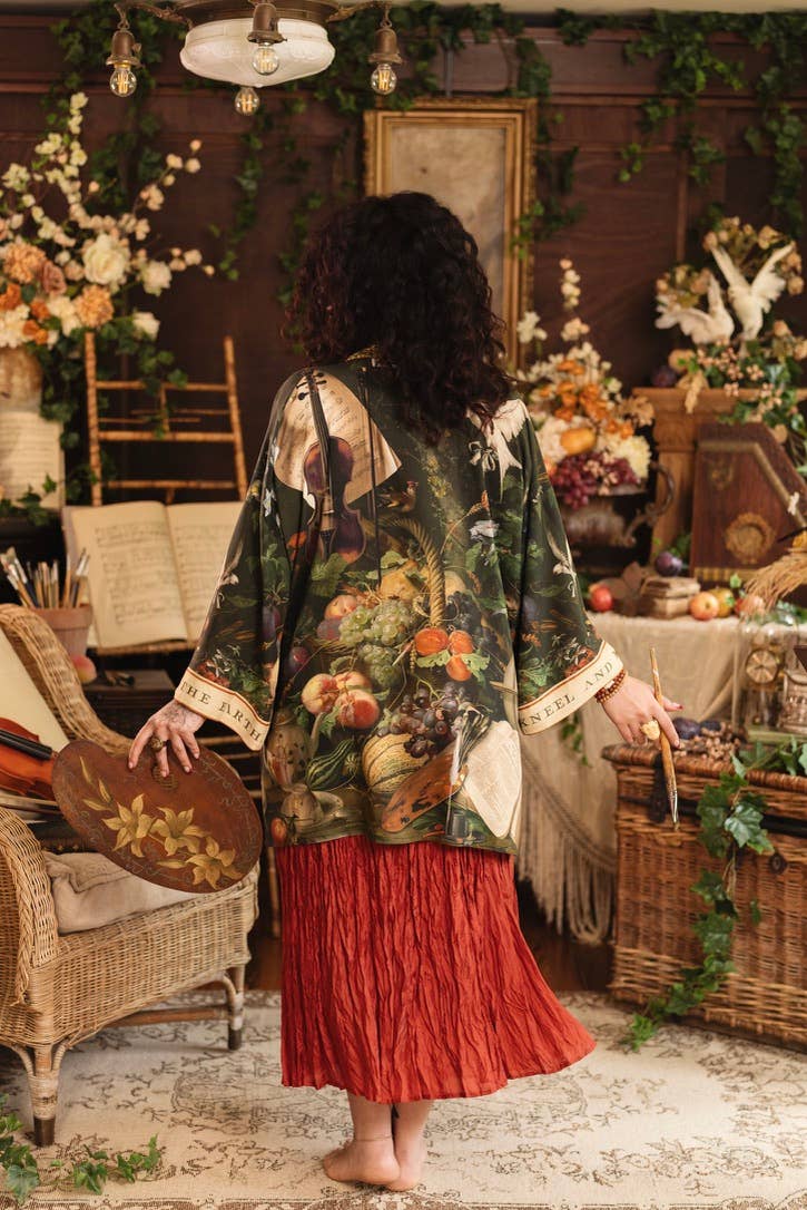 Additional view of Labour of Love Matineé (mid) Duster with florals & violin from Robin Boutique.