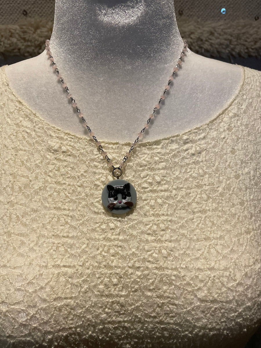 Vintage Cat Cameo Necklace by Gina
