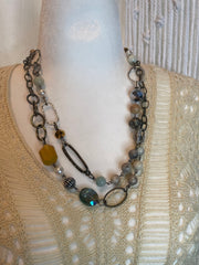 Bead and Chain Long Necklace