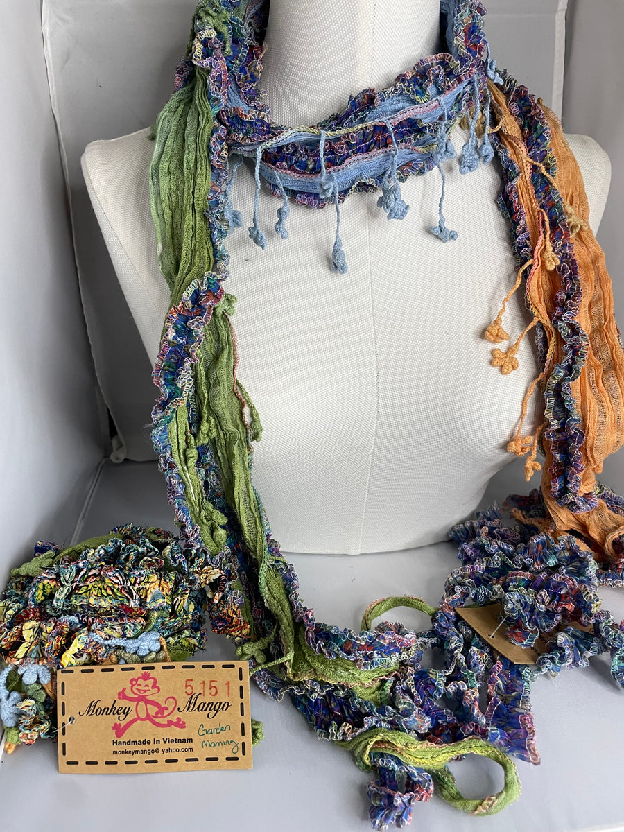 Boho Mixed Tassel Handmade Scarf Necklace