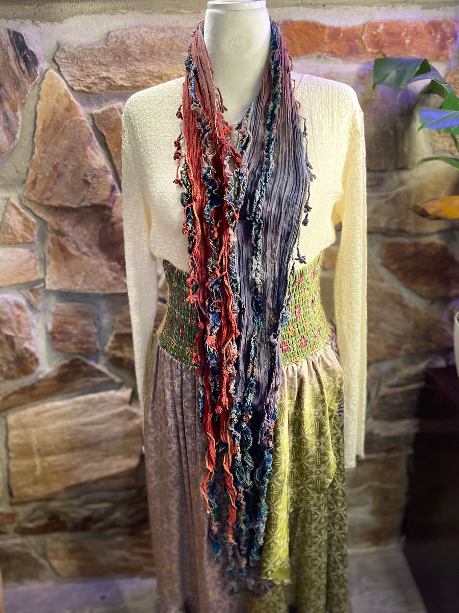 Boho Mixed Tassel Handmade Scarf Necklace