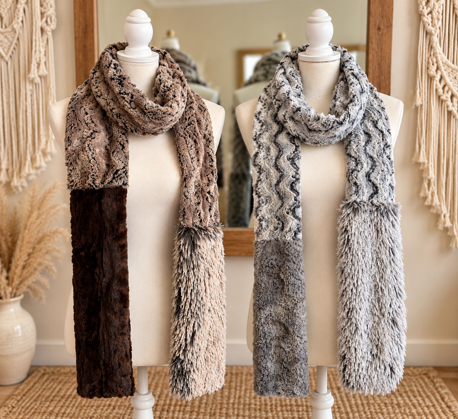 Faux Fur Patchwork Scarf by Vine Street