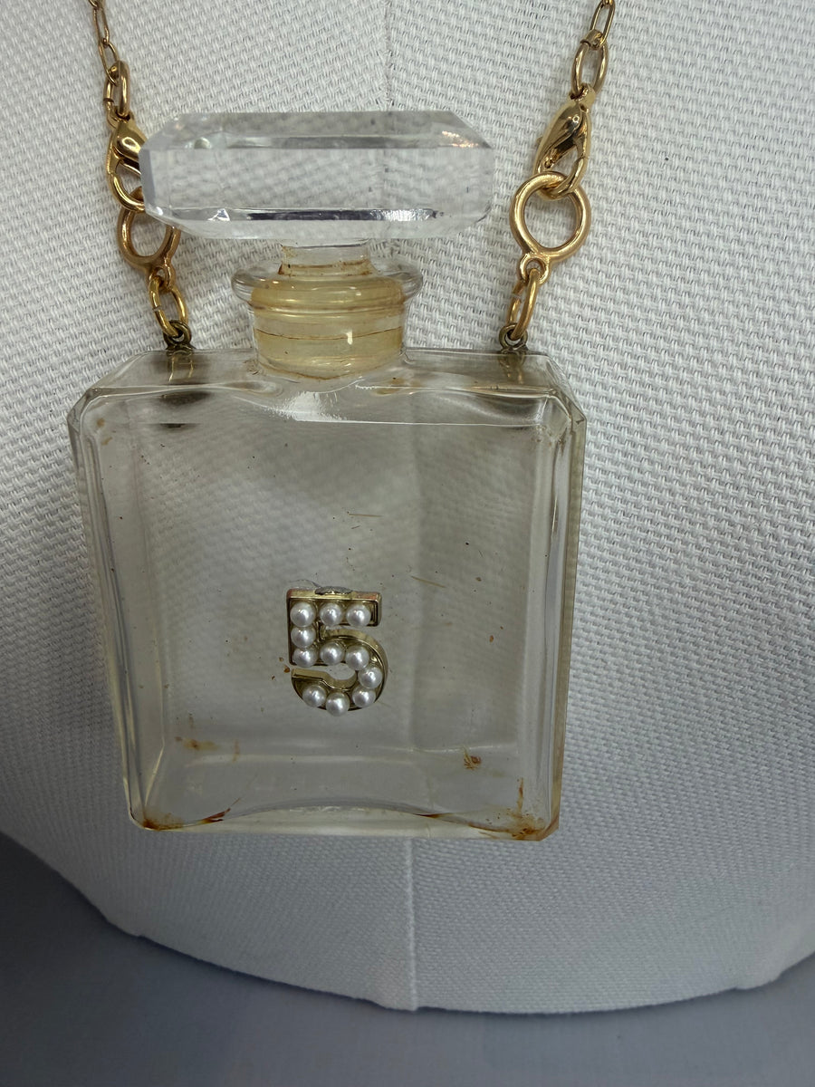 Vintage Large Chanel Parfum No.5 Bottle Necklace by Gina