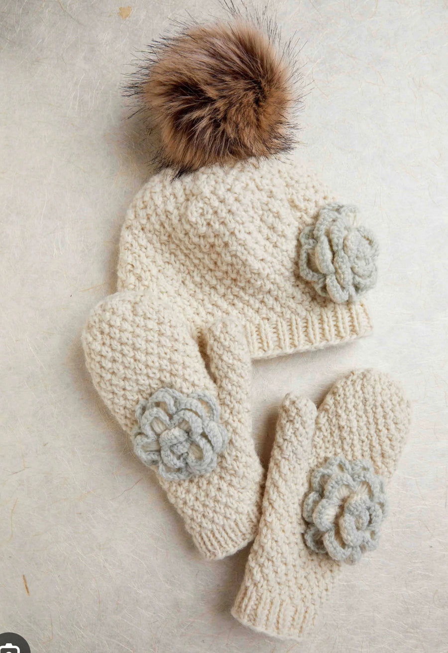 Chantilly Knit Beanie By Many Hands with flower