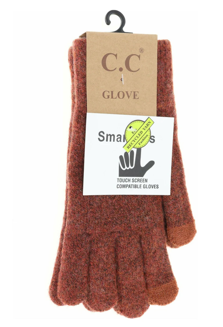 Soft Recycled Yarn Gloves by C.C. Beanie with touch screen G-2075