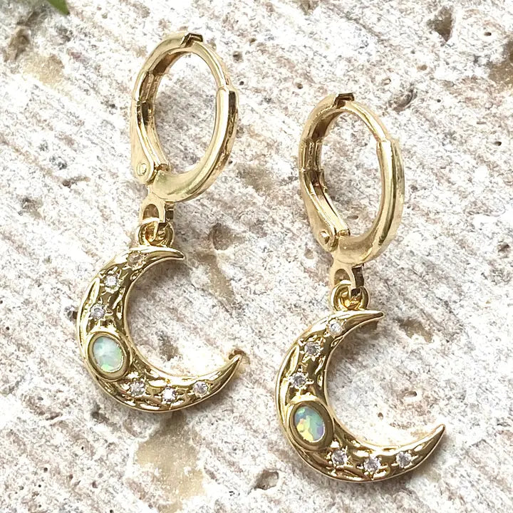Opal Moon Celestial Earrings
