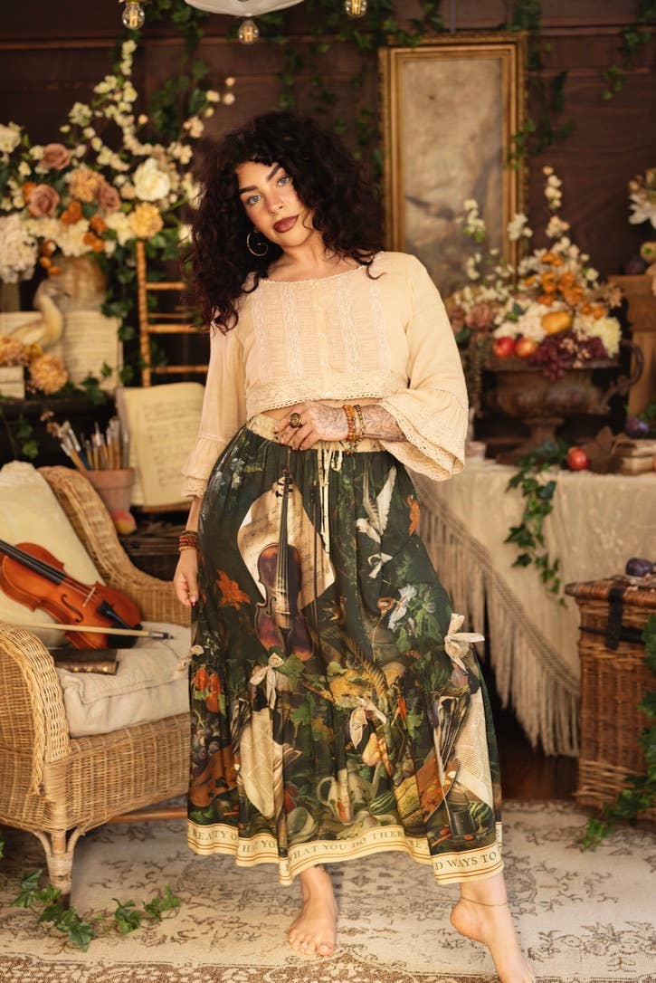 Additional view of Labour of Love Maxi Length Atelier Skirt with florals & violin from Robin Boutique.