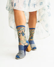 Capricorn Zodiac Shimmer Sheer Crew Sock