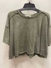 Mineral Washed Cropped Short Sleeve Tee by Rae Mode