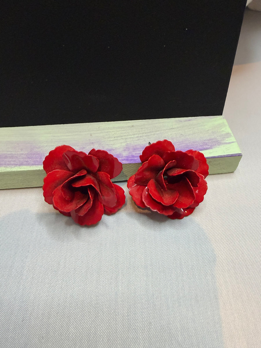 Red Rose Acrylic Earrings by The Vintage Jewel