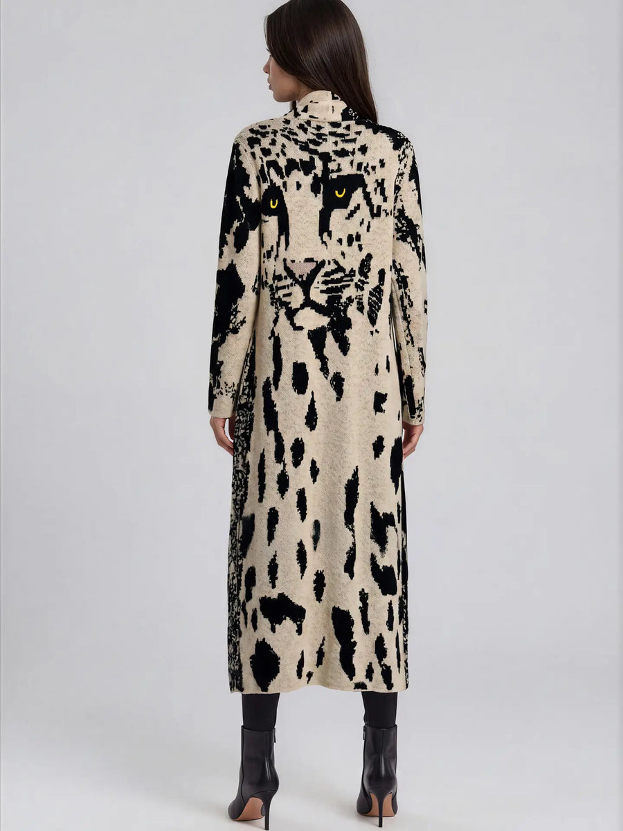 Leopard Print Sweater Duster by Adore