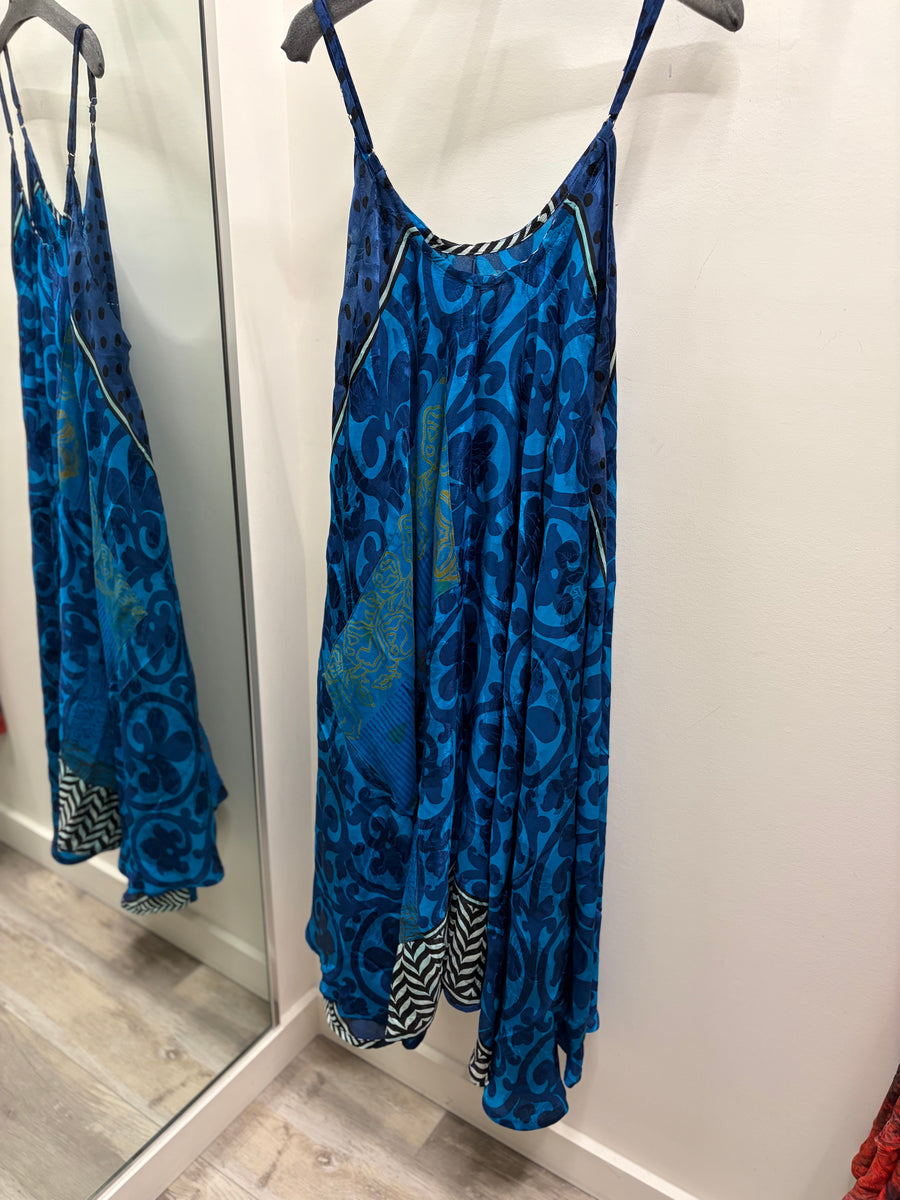 Crepe Sari Moonchild Slip Dress #241 by Kantha Bae