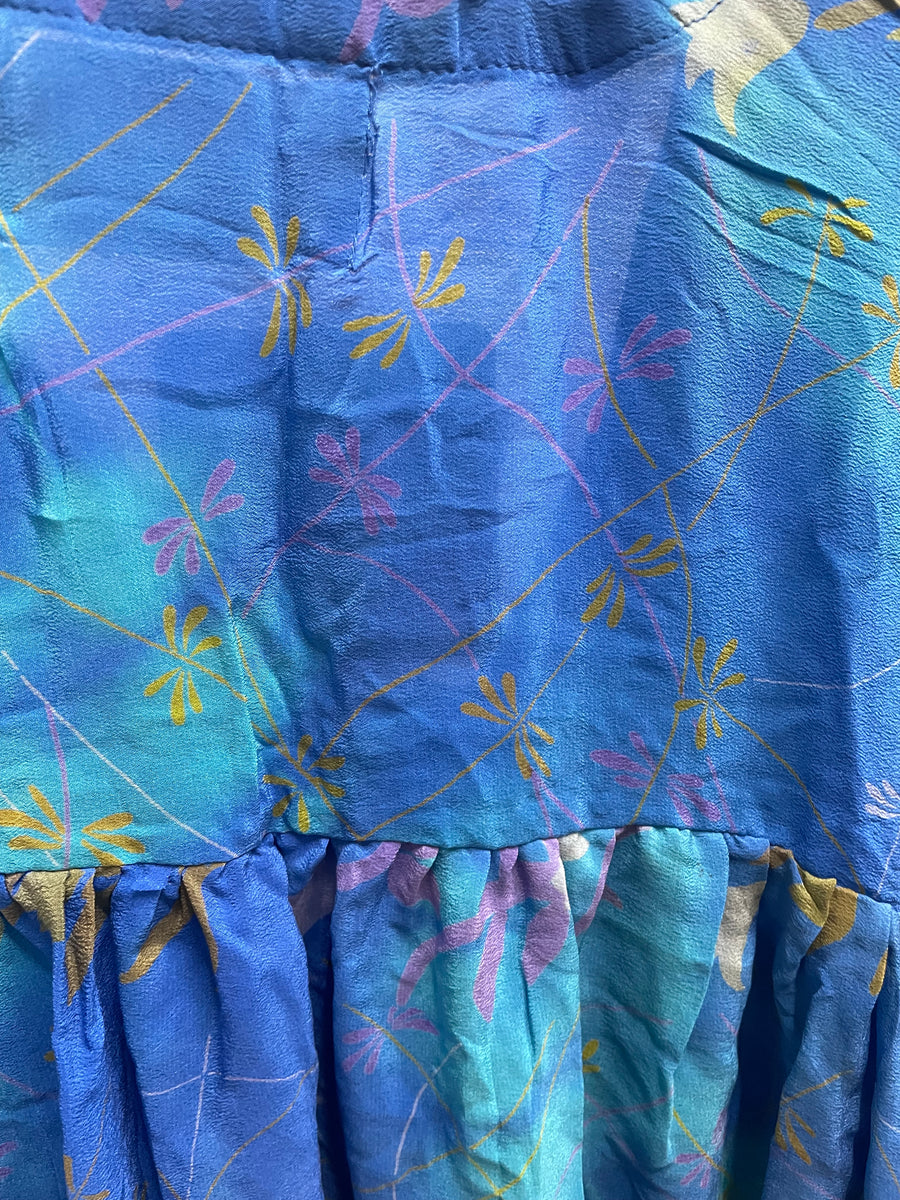 Crepe Sari Bell Sleeve Golddust Crop Top #112 by Kantha Bae