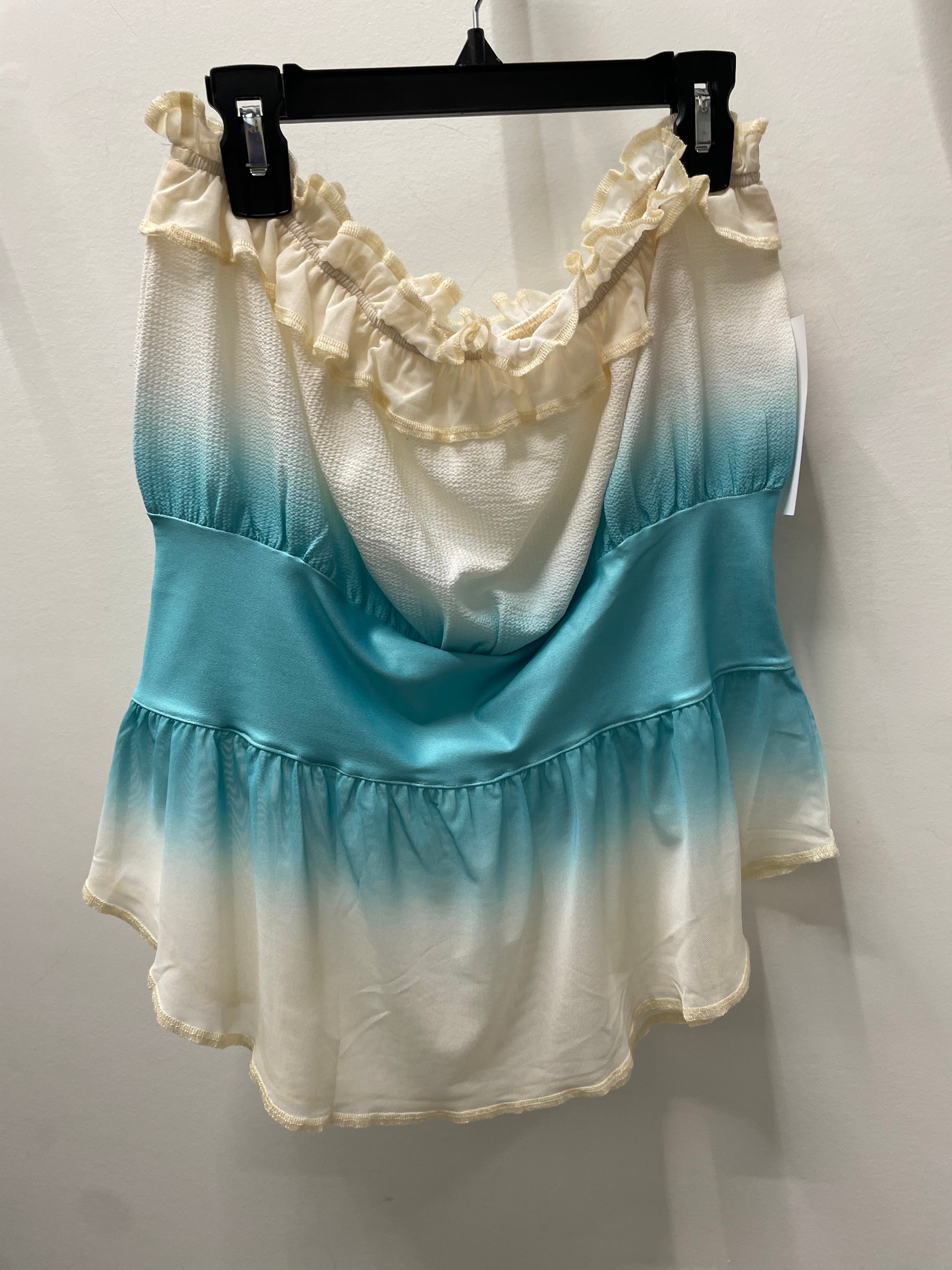 Strapless Ruffled Blouse in Ocean by IPNG Design