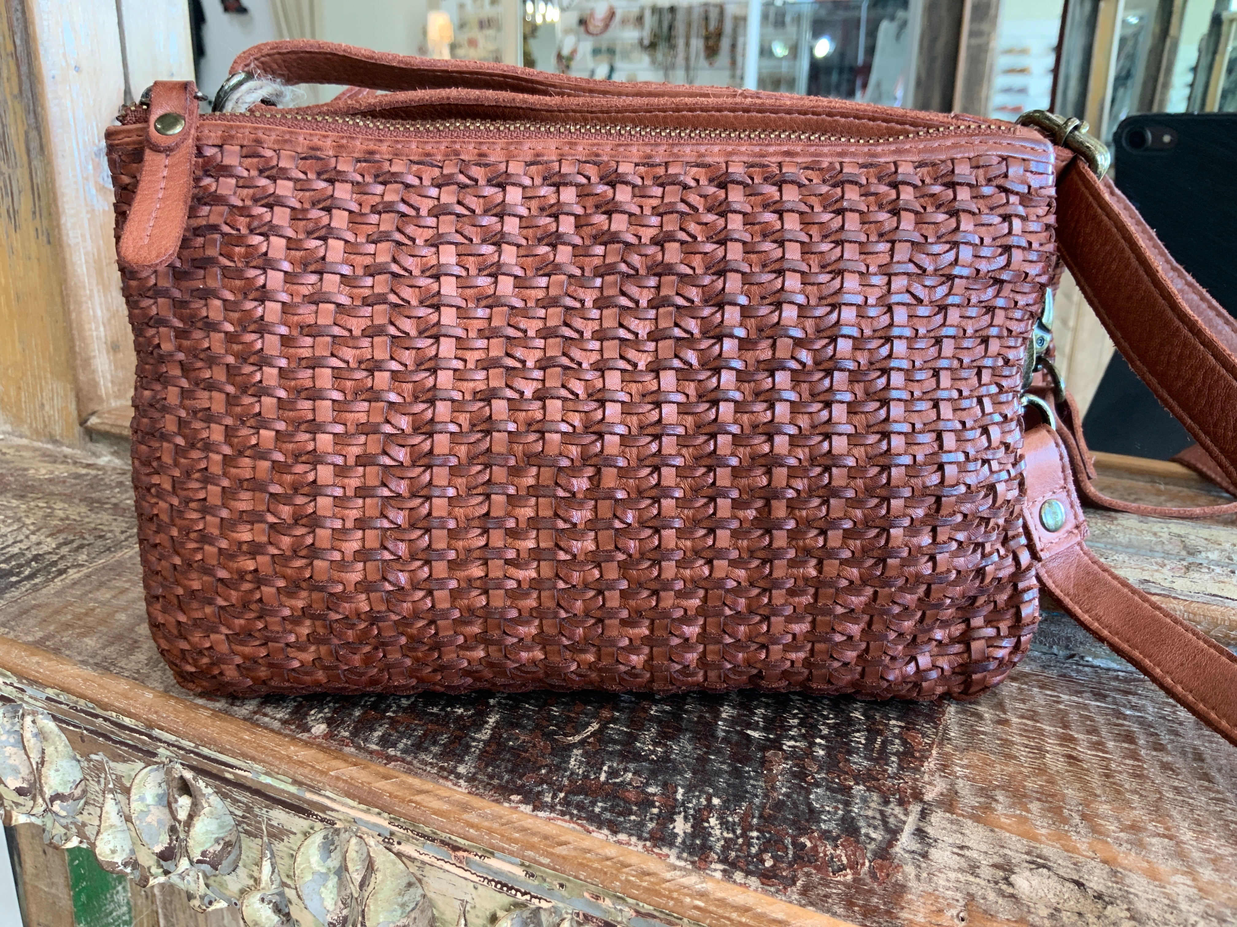 Milo Innes Woven Leather Handbag Robin Boutique