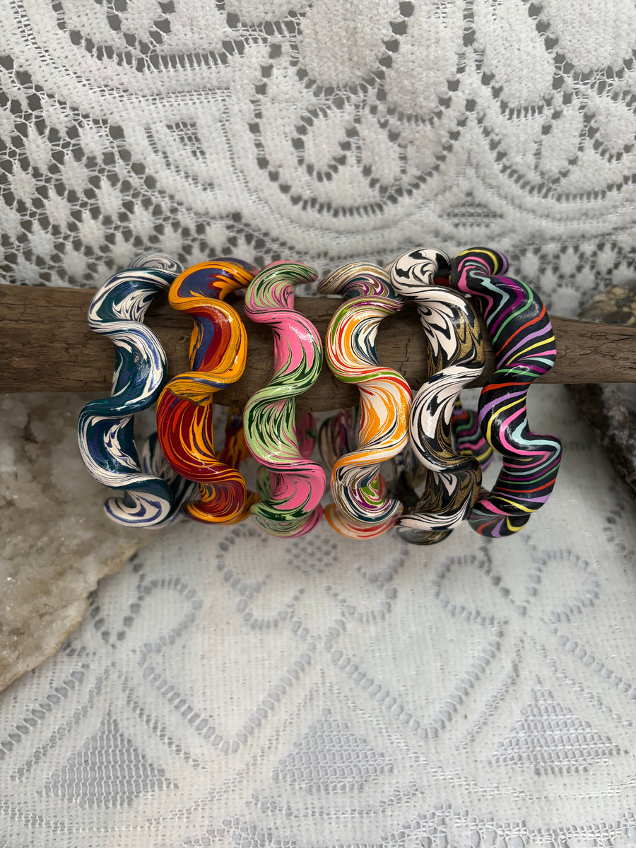 Painted Shellac Ruffle Bracelet