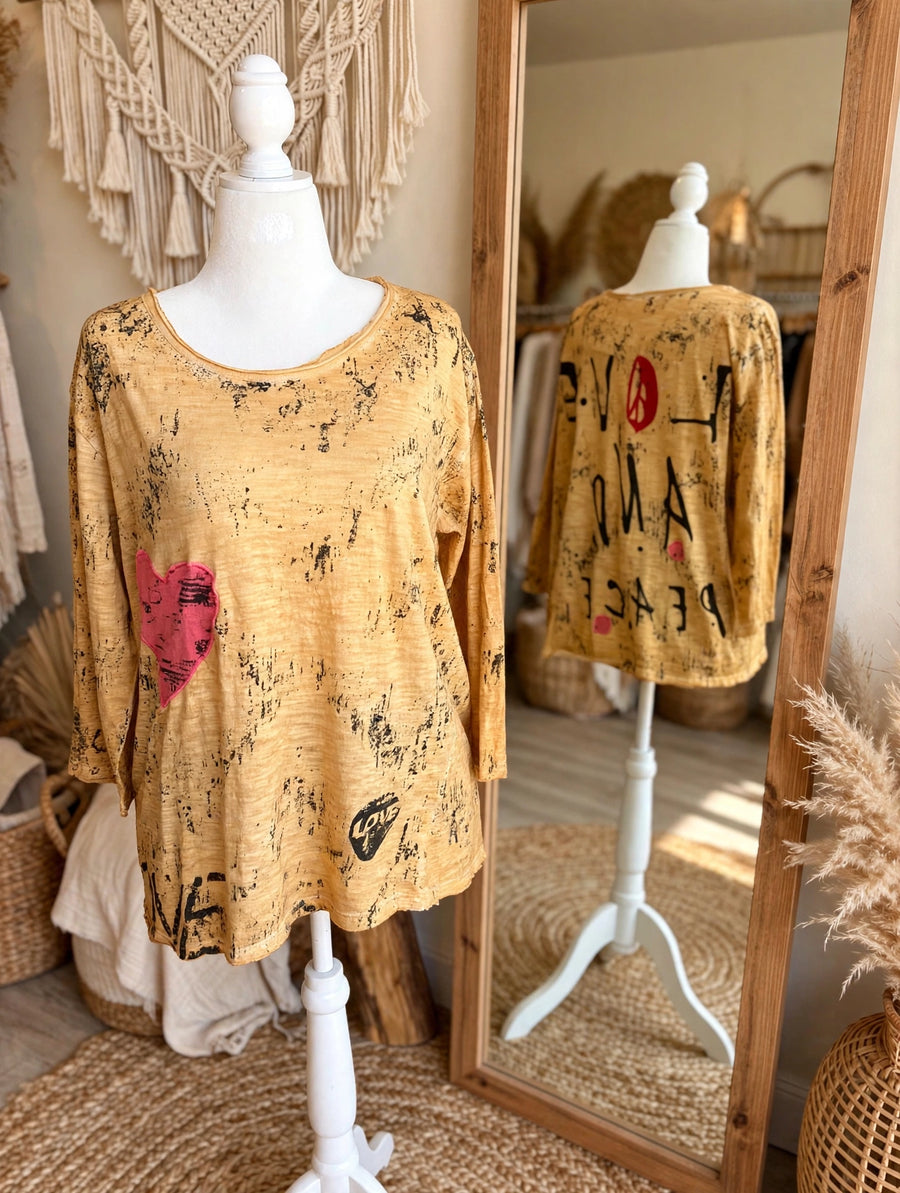 Love & Peace Boxy Tee by Paper Lace