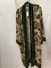 Beaded Silk Burnout Velvet Long Kimono by Aris A