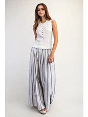 Black Stripe Linen-Cotton Wide Leg Pant by Cotiera CP6026 Robin Boutique