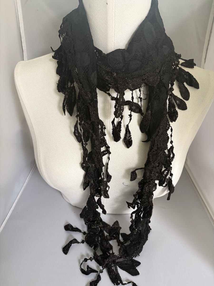 Feather Lace Fringe Scarf