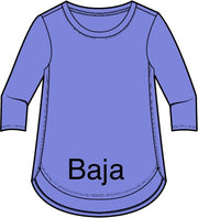 Solid Cotton Slub 3/4 Sleeve High-Low Tee by Escape