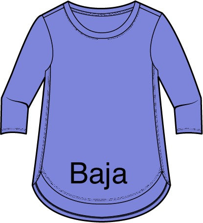 Solid Cotton Slub 3/4 Sleeve High-Low Tee by Escape